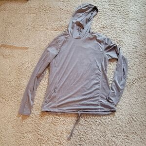 Mountain Hardwear Long Sleeve Activewear Hooded Shirt Medium Gray Stretch Hiking